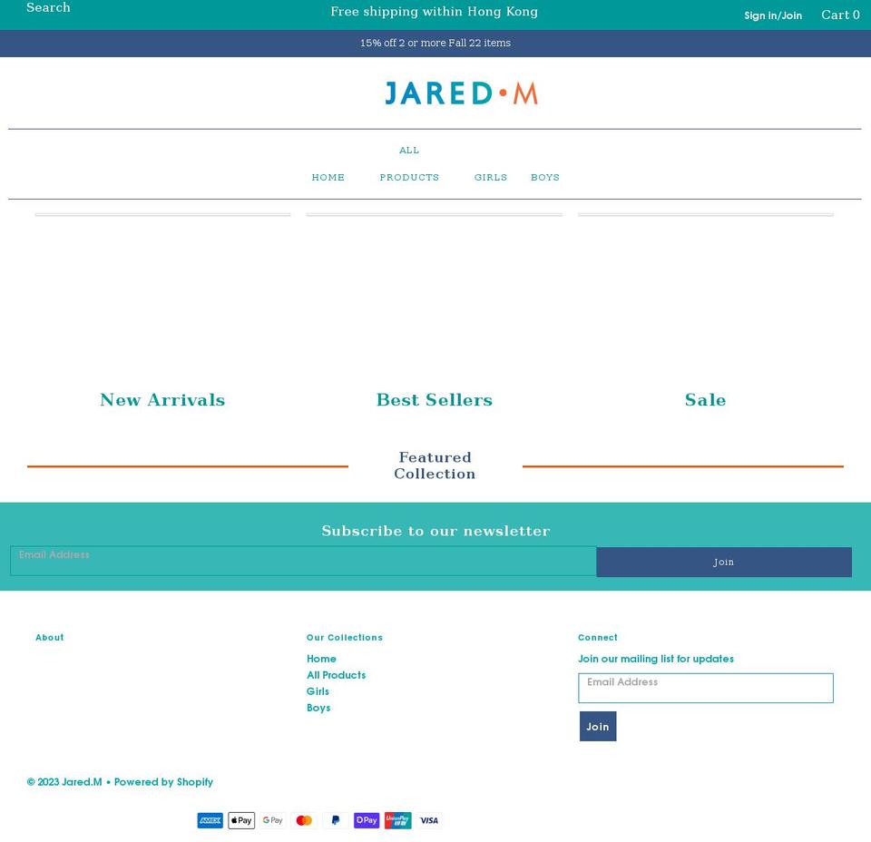 jaredmcollection.com shopify website screenshot