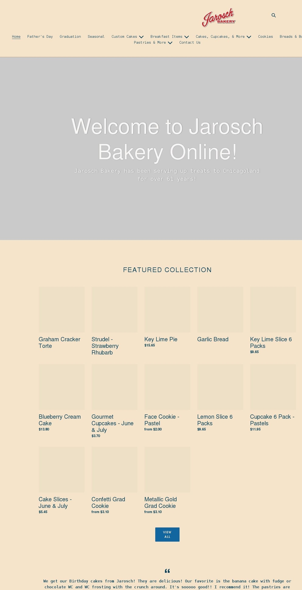 jarosch-bakery.myshopify.com shopify website screenshot