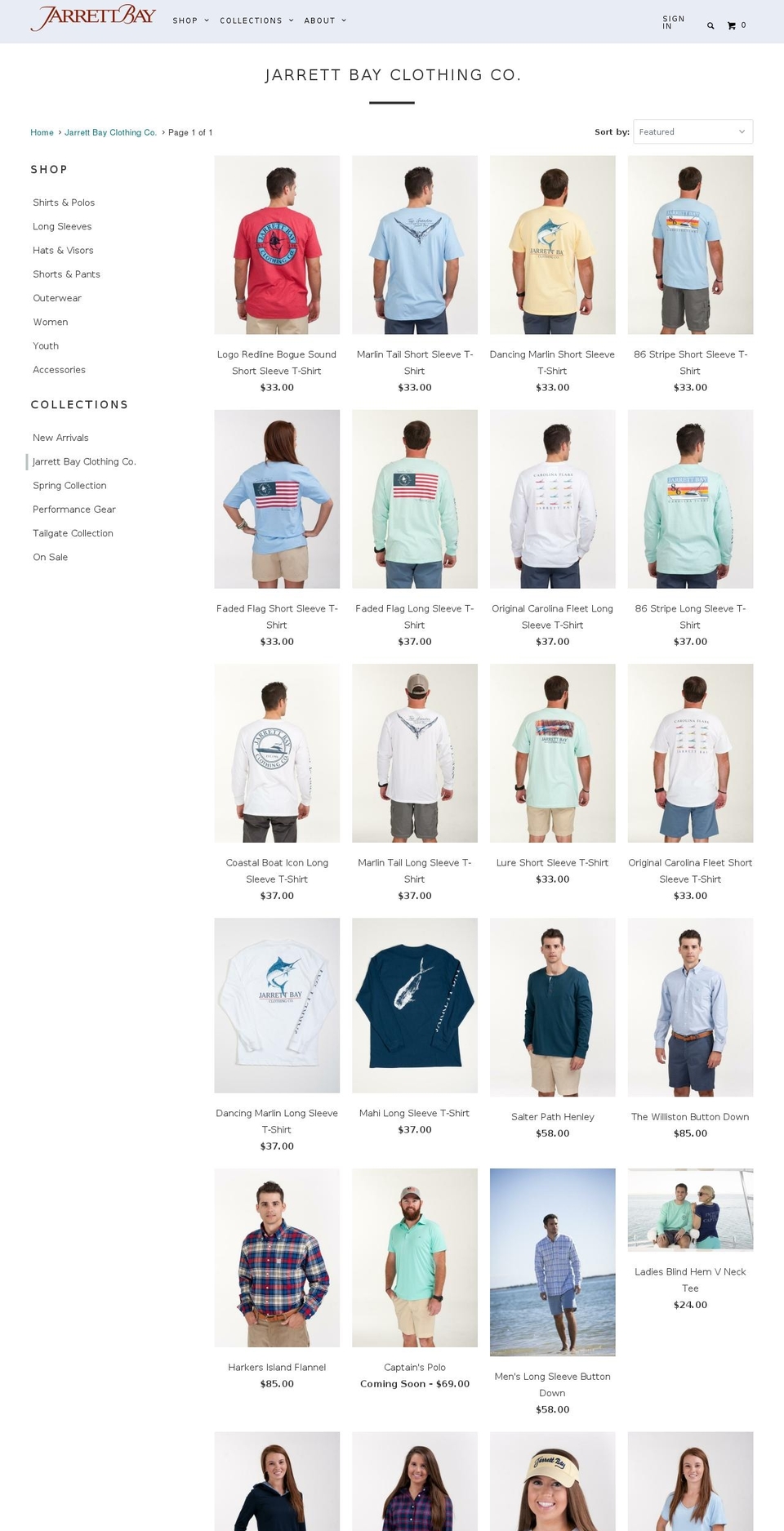 jarrettbayclothing.org shopify website screenshot