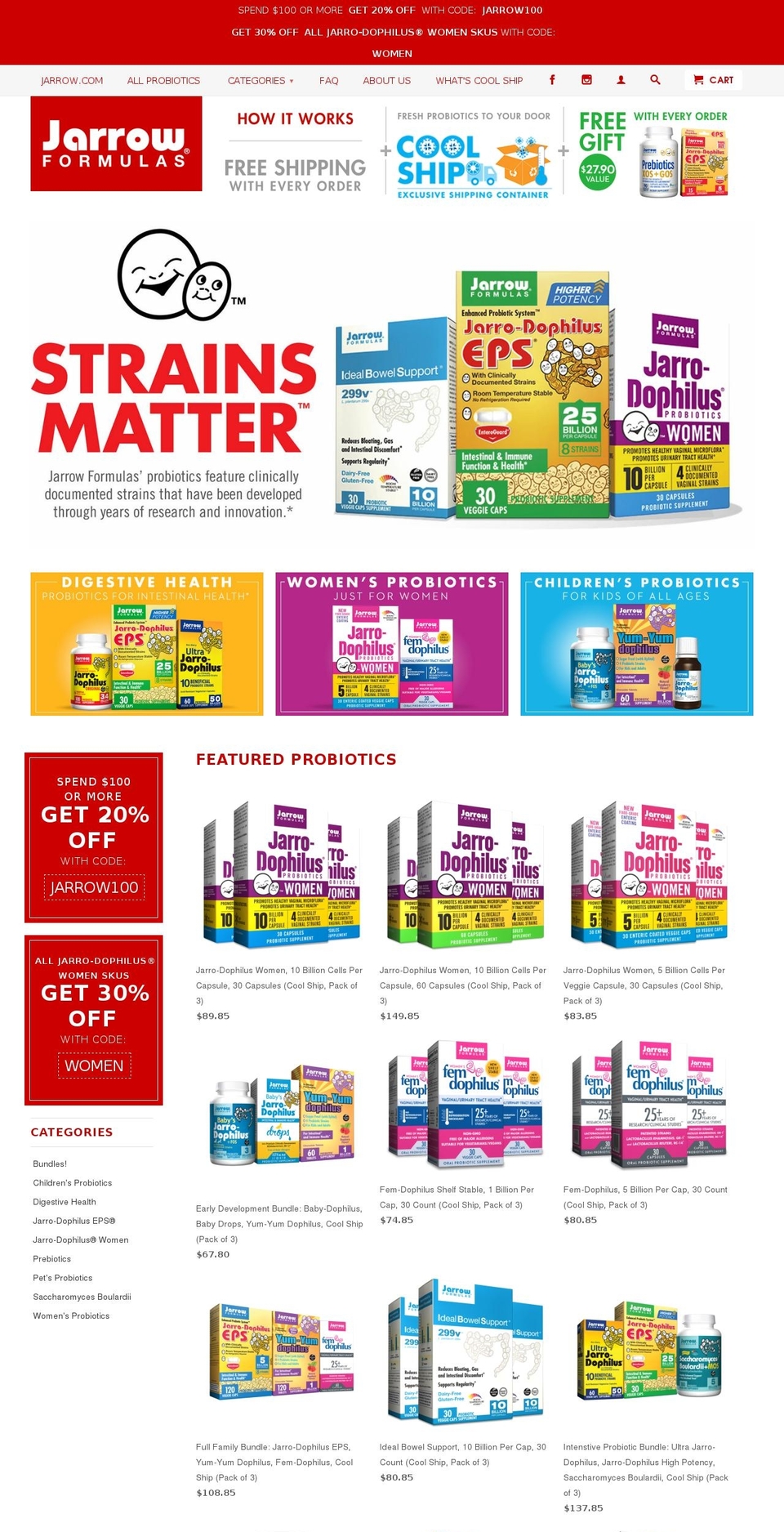 jarrowprobiotics.com shopify website screenshot