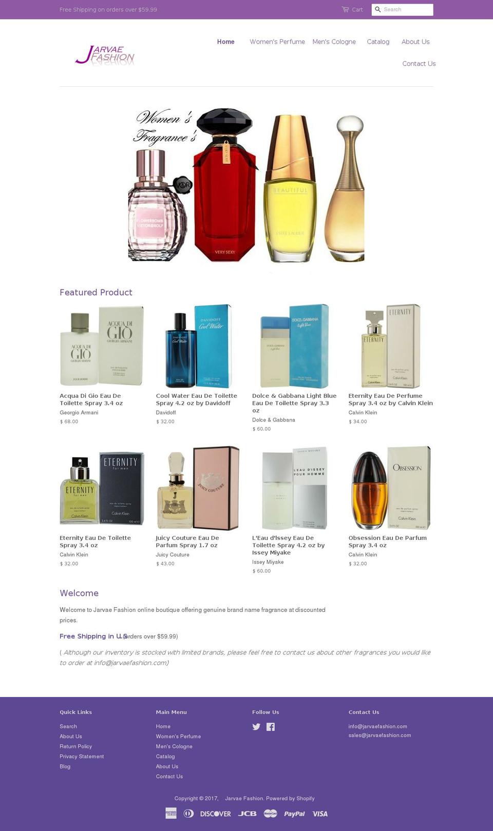 jarvaefashion.com shopify website screenshot
