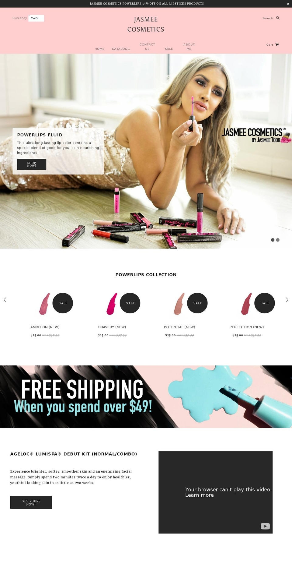 jasmeecosmetics.com — Shopify storefront screenshot