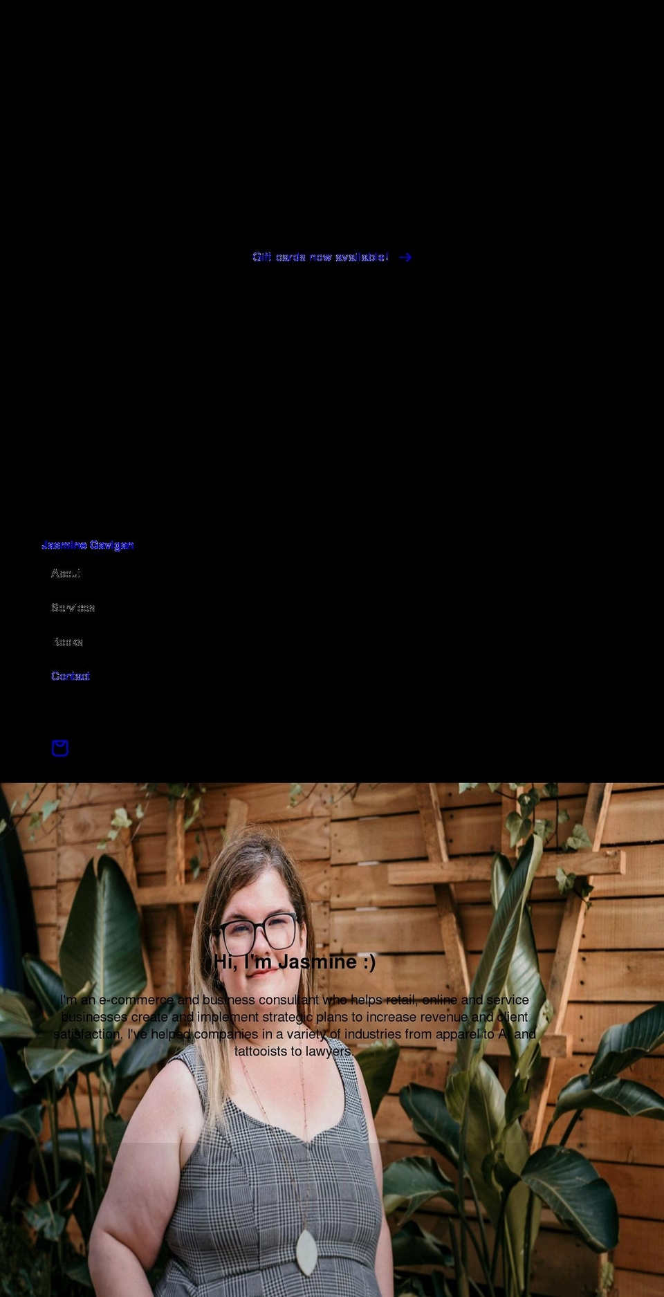 jasminegavigan.com shopify website screenshot