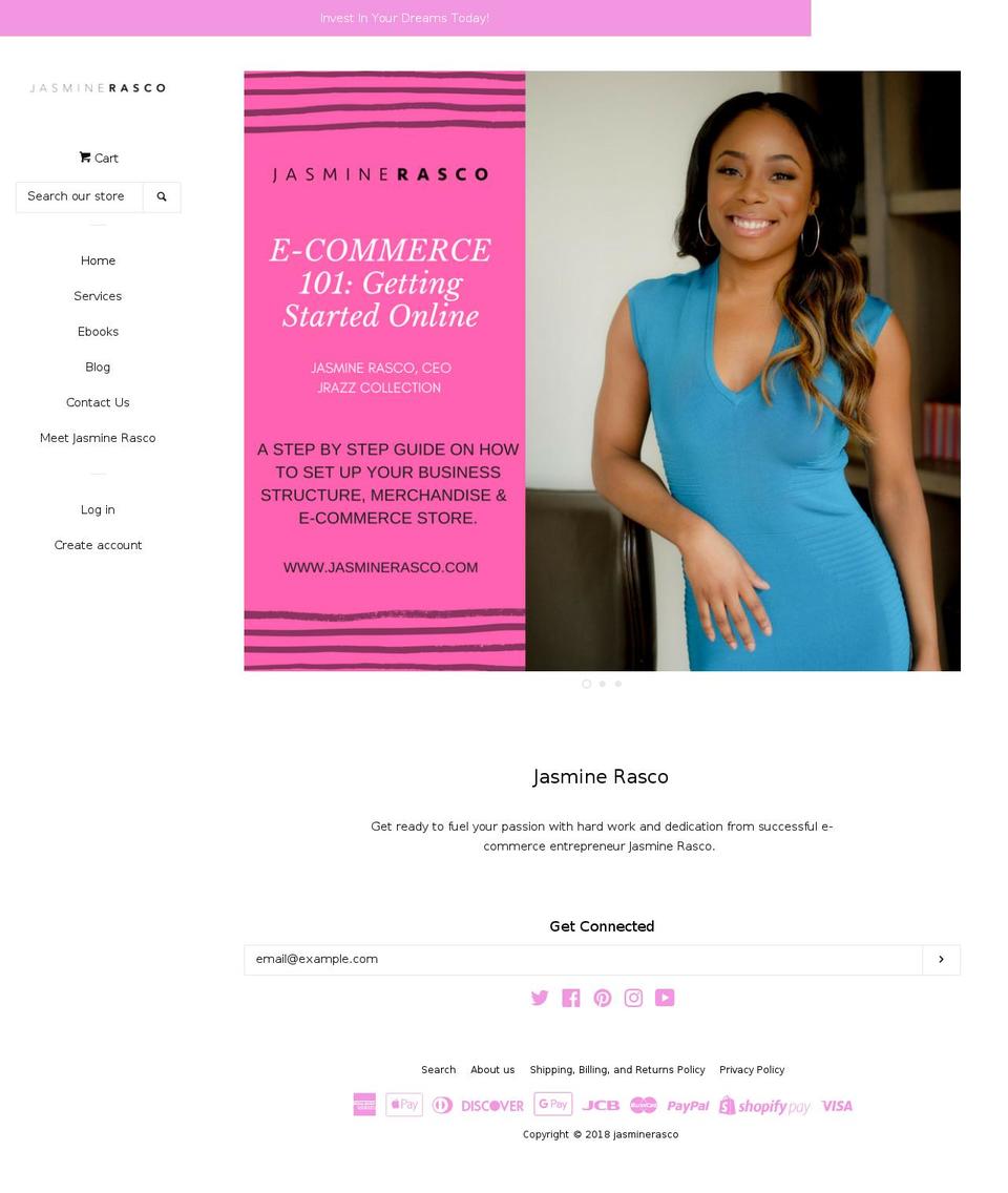 jasminerasco.com — Shopify storefront screenshot
