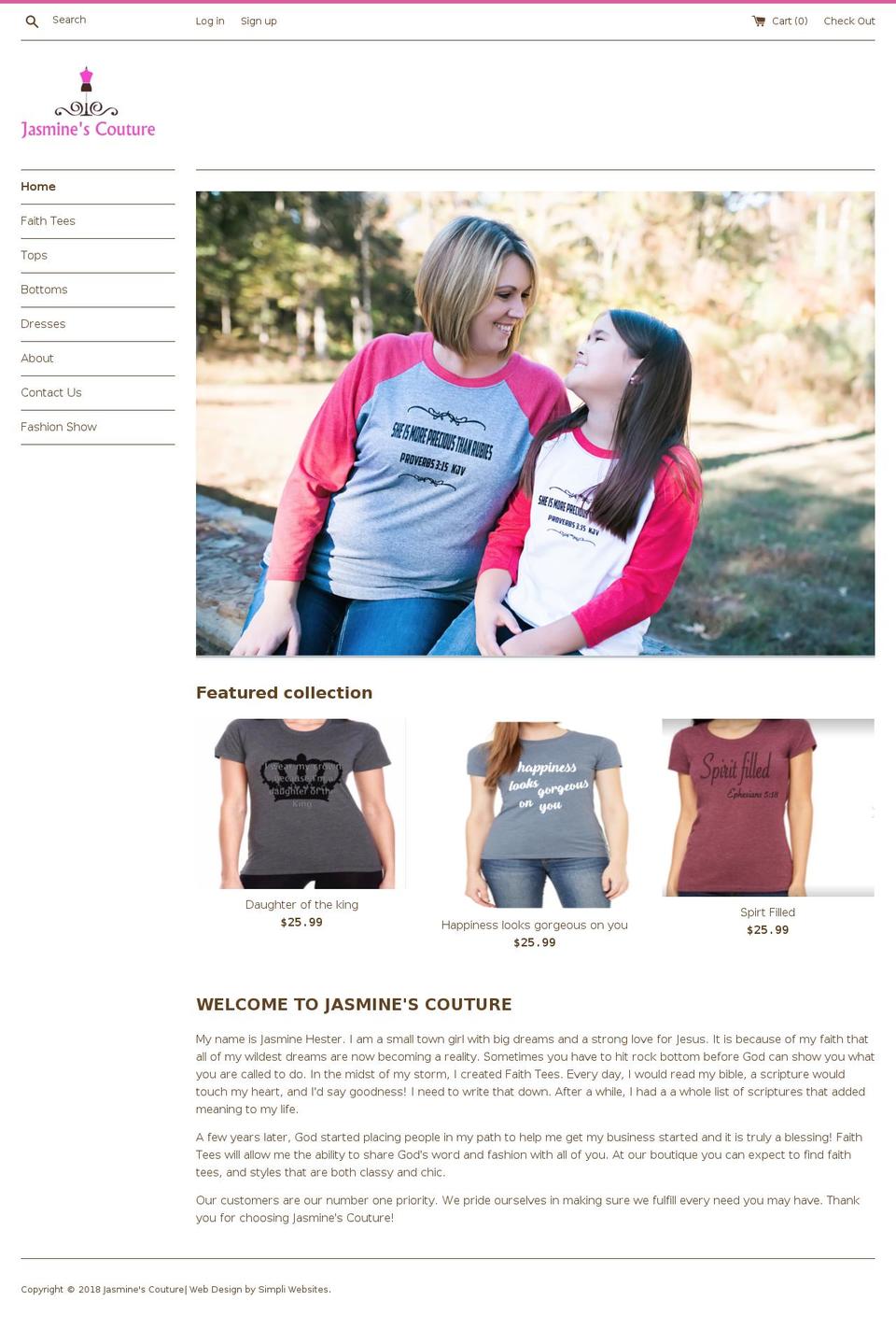 jasminescouture.com shopify website screenshot