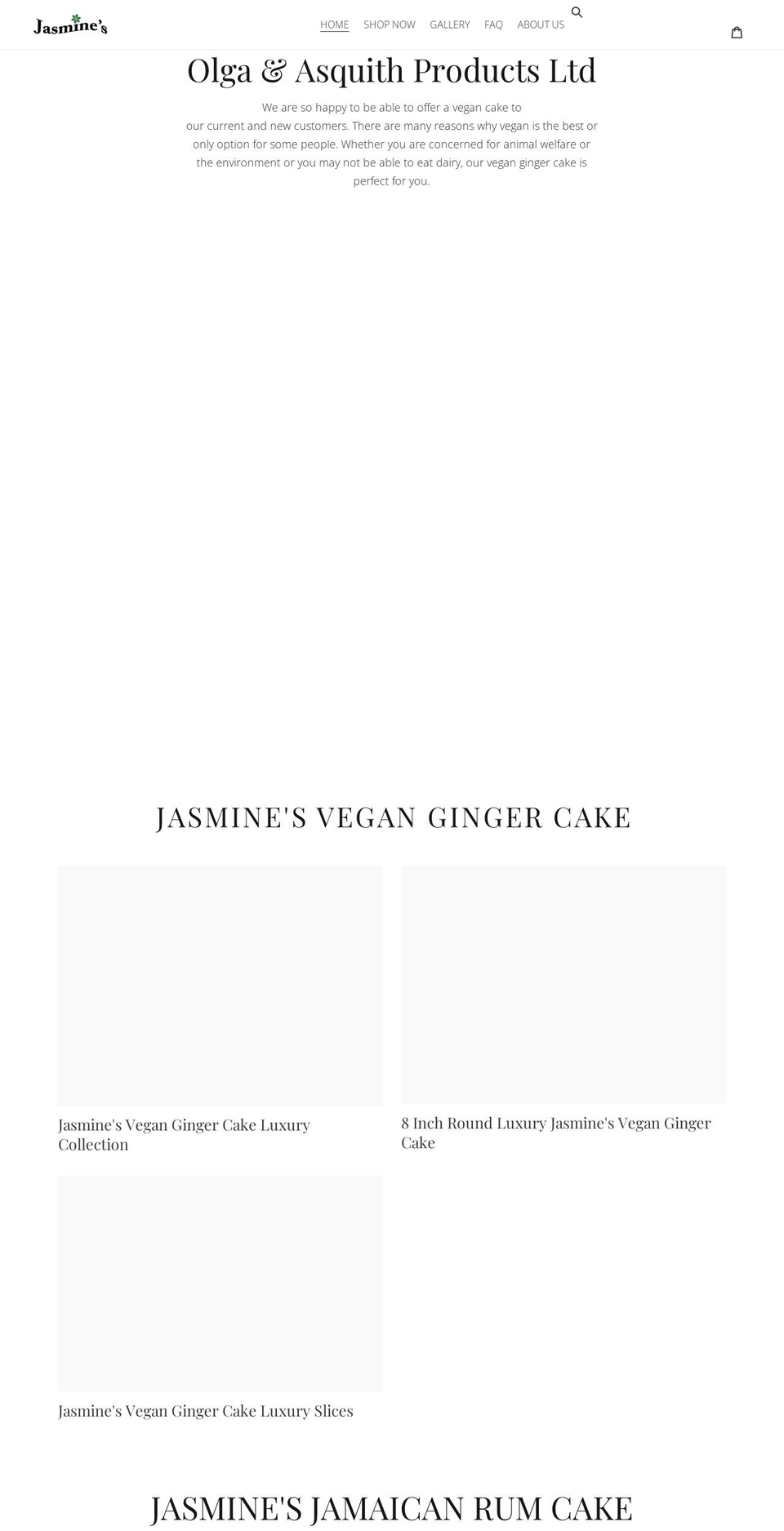 jasminesjamaicanrumcake.co.uk shopify website screenshot