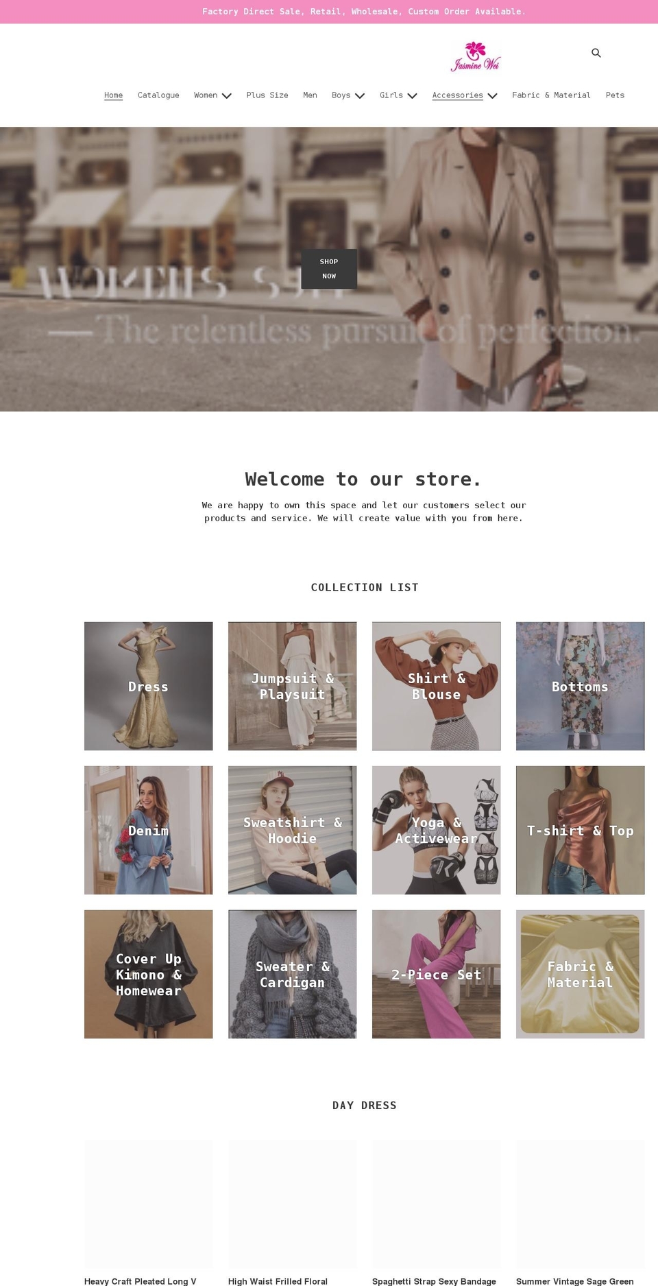 jasminewei.com shopify website screenshot