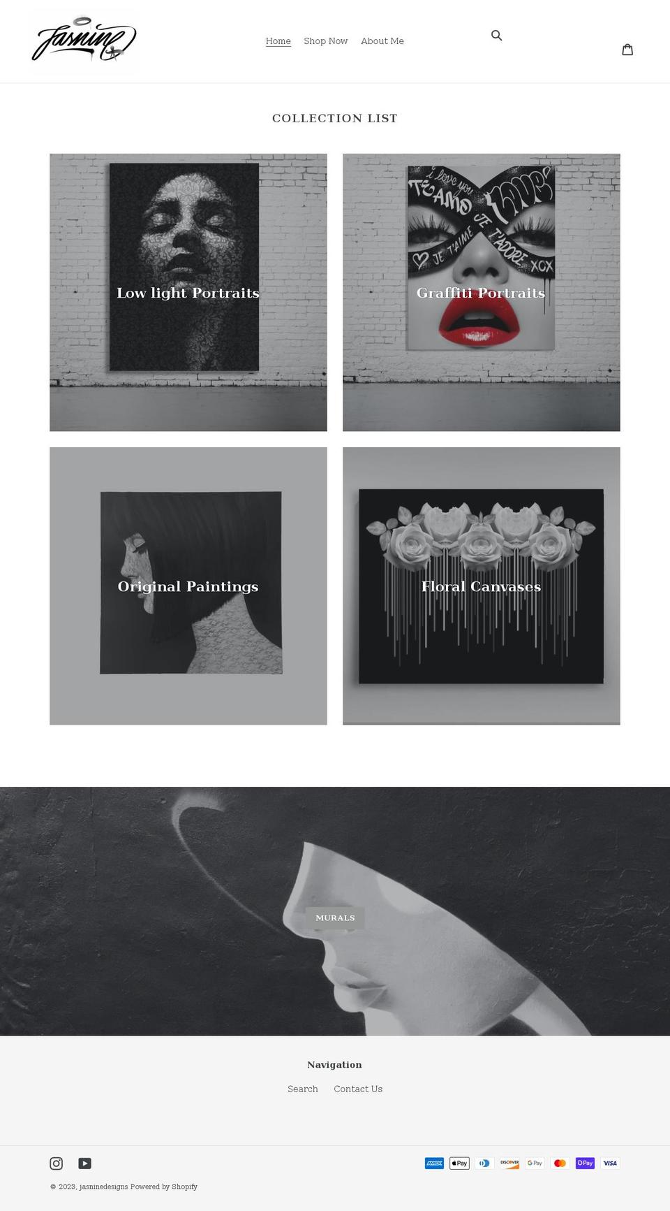 jasninedesigns.com shopify website screenshot