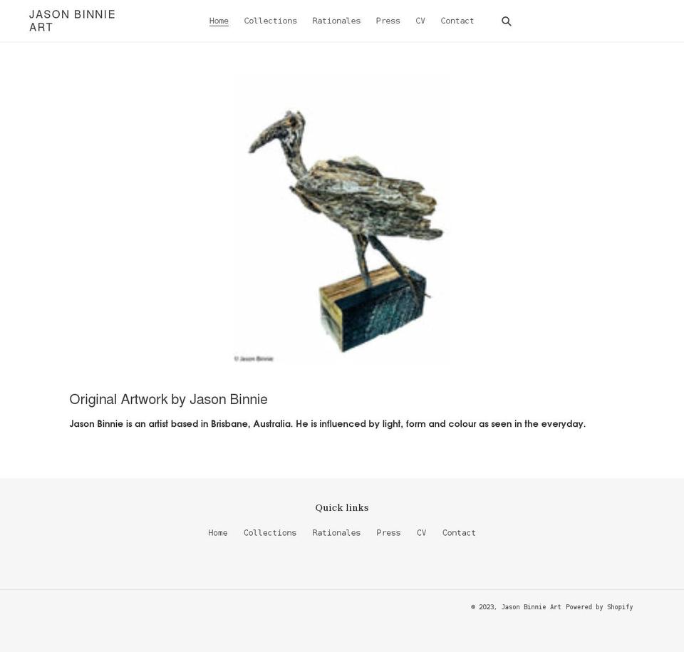 jasonbinnieart.com shopify website screenshot