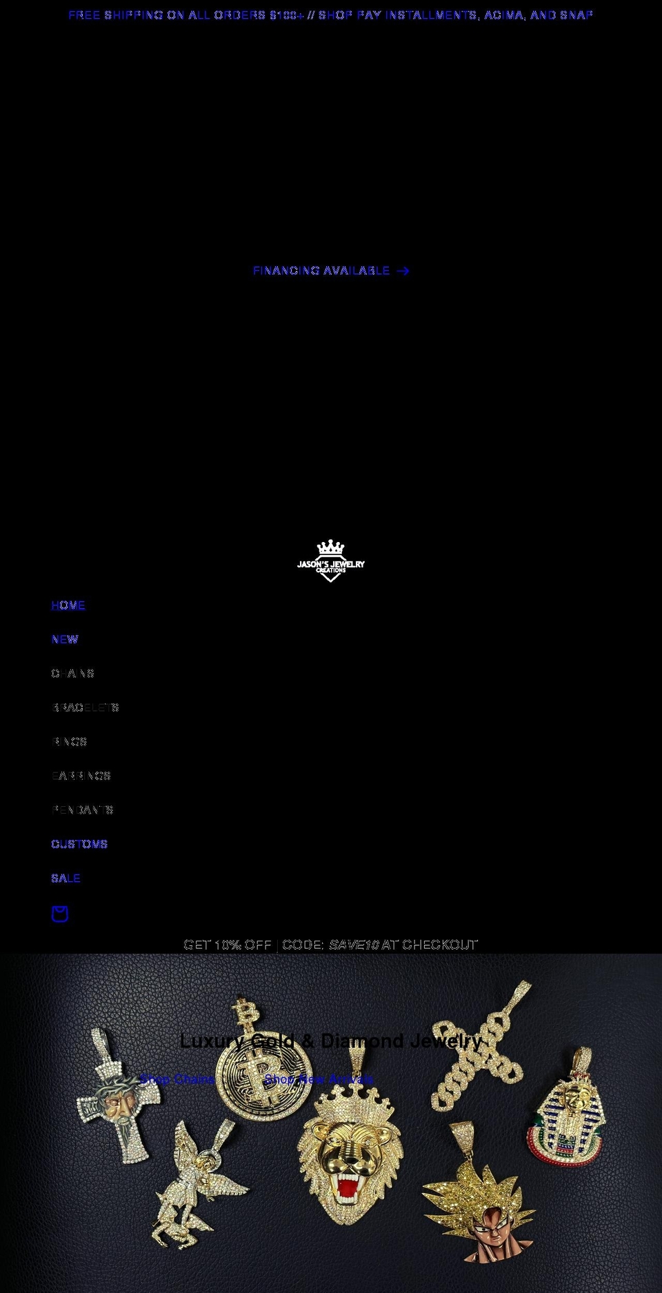 jasonsjewelrycreations.com — Shopify storefront screenshot