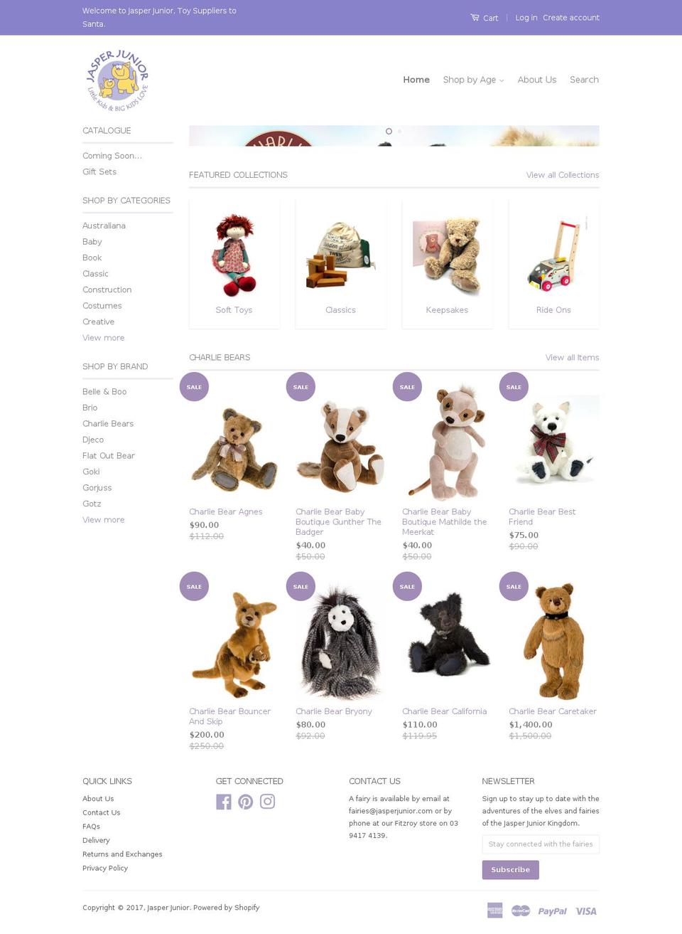 jasperjunior.com.au shopify website screenshot