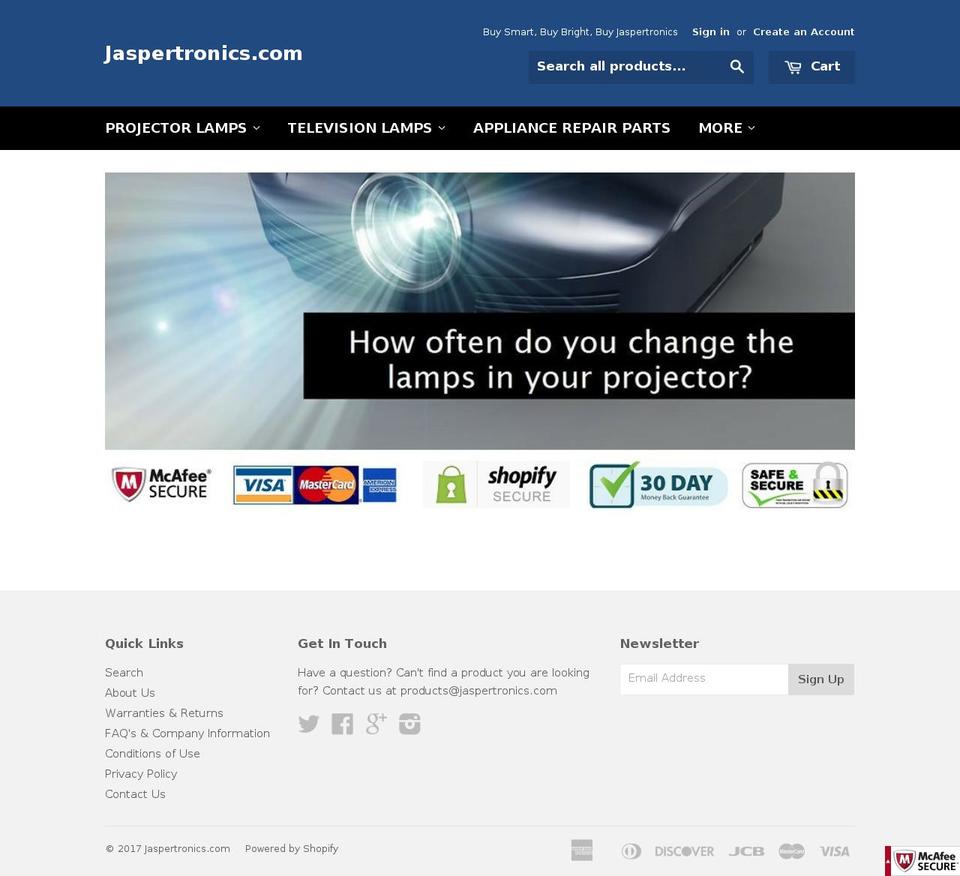 jaspertronics.com shopify website screenshot