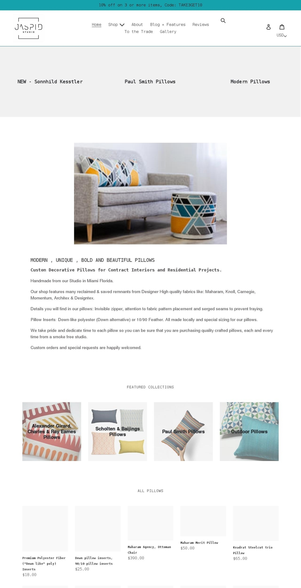 jaspidstudio.com shopify website screenshot