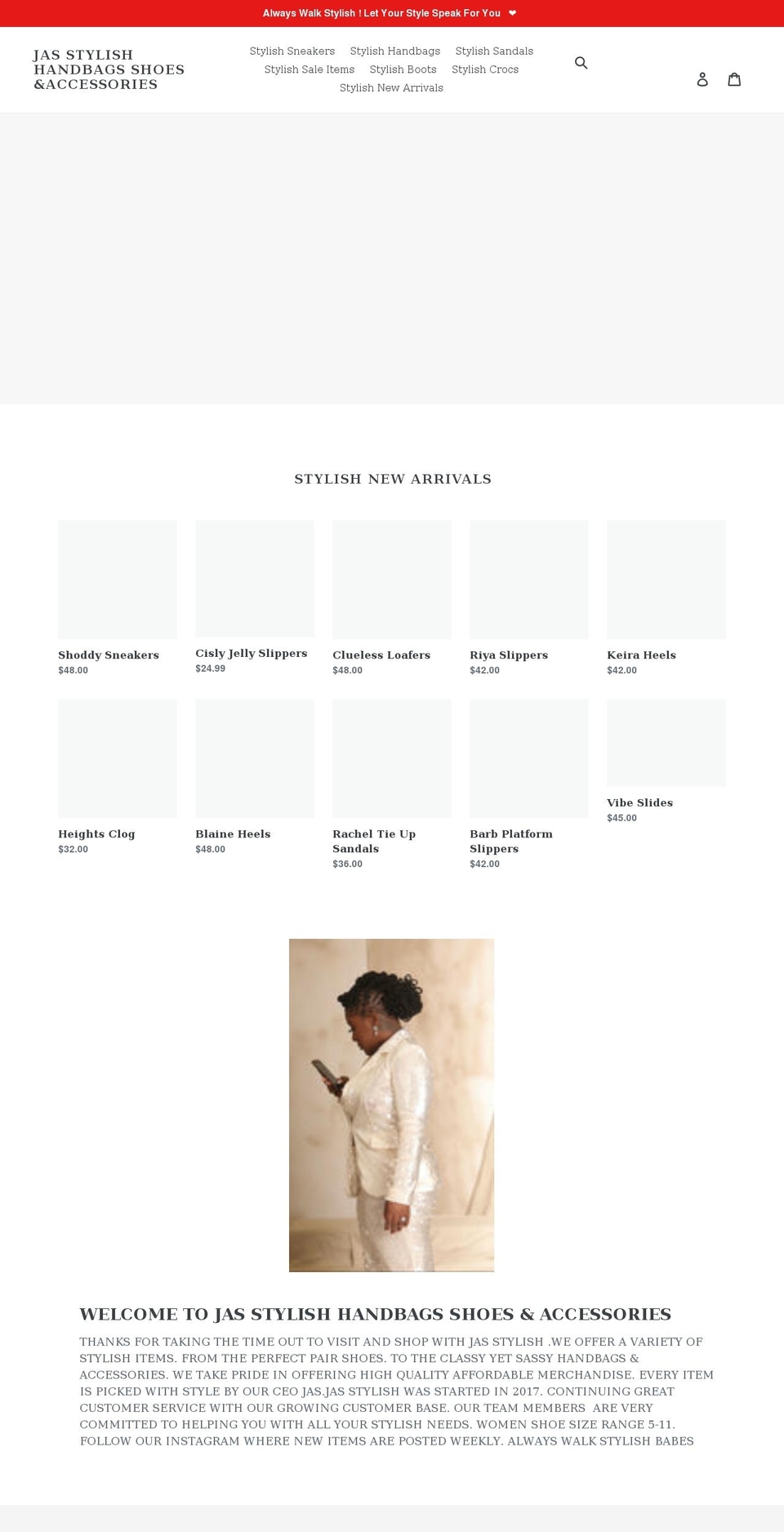 jasstylishhandbagsshoesaccessories.com shopify website screenshot
