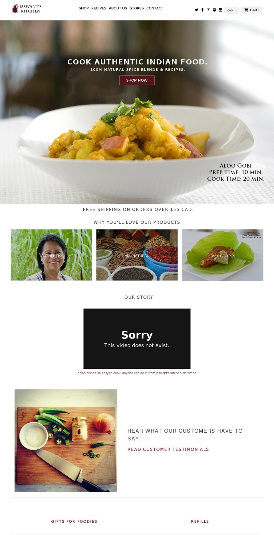 jaswantskitchen.com shopify website screenshot