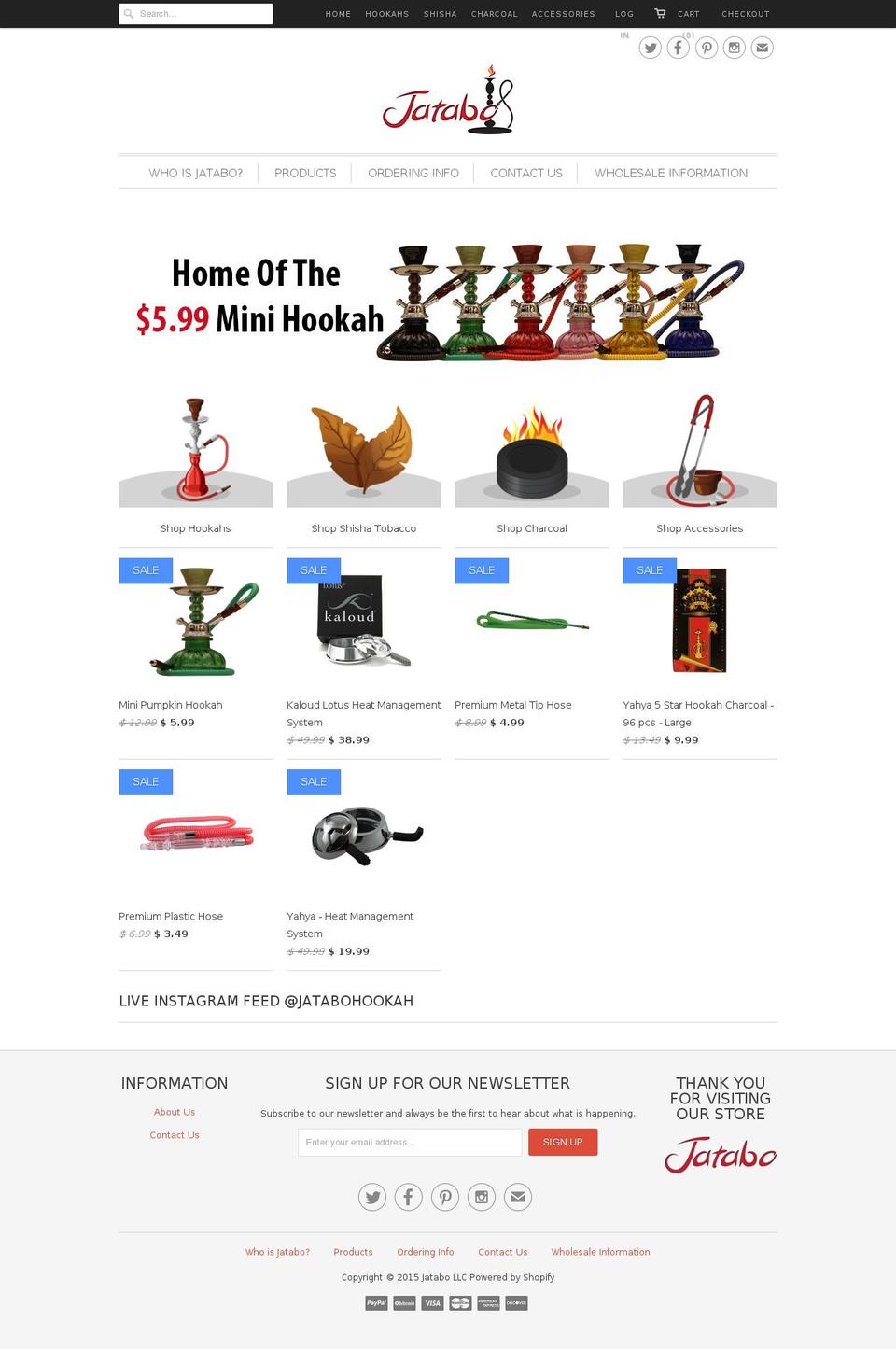 jatabohookah.com shopify website screenshot