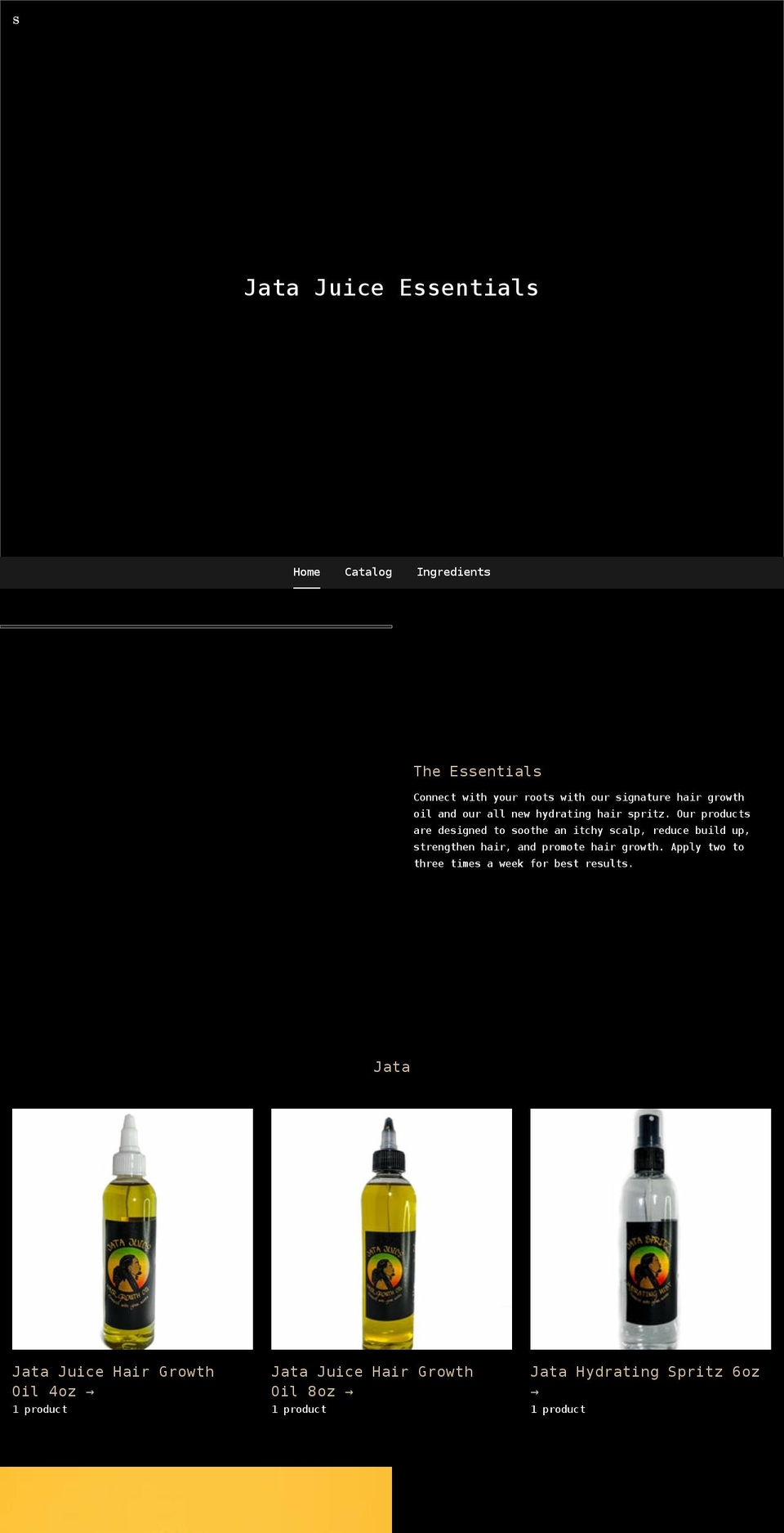 jatajuiceessentials.com shopify website screenshot