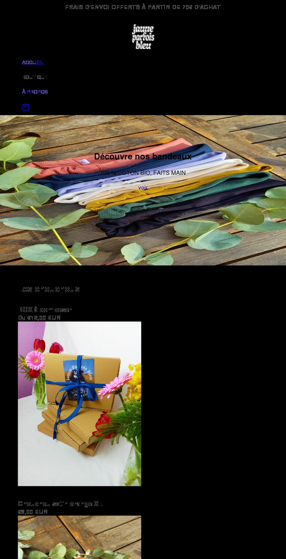 jauneparfoisbleu.com shopify website screenshot
