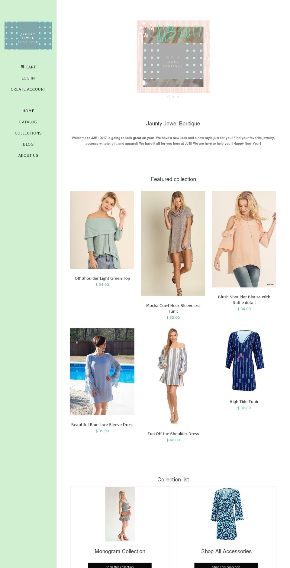 jauntyjewelboutique.com shopify website screenshot