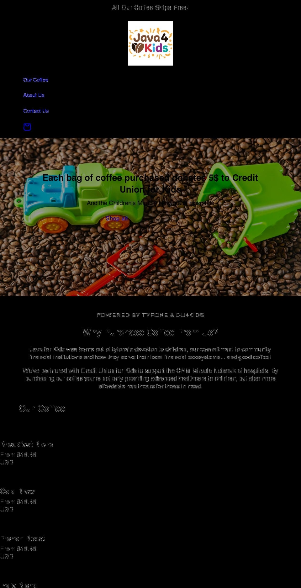 javaforkids.org shopify website screenshot