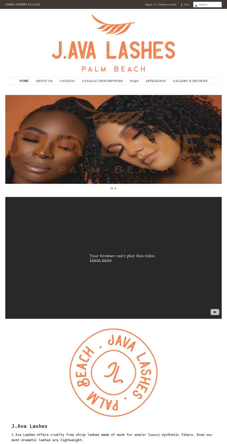 javalashes.com shopify website screenshot