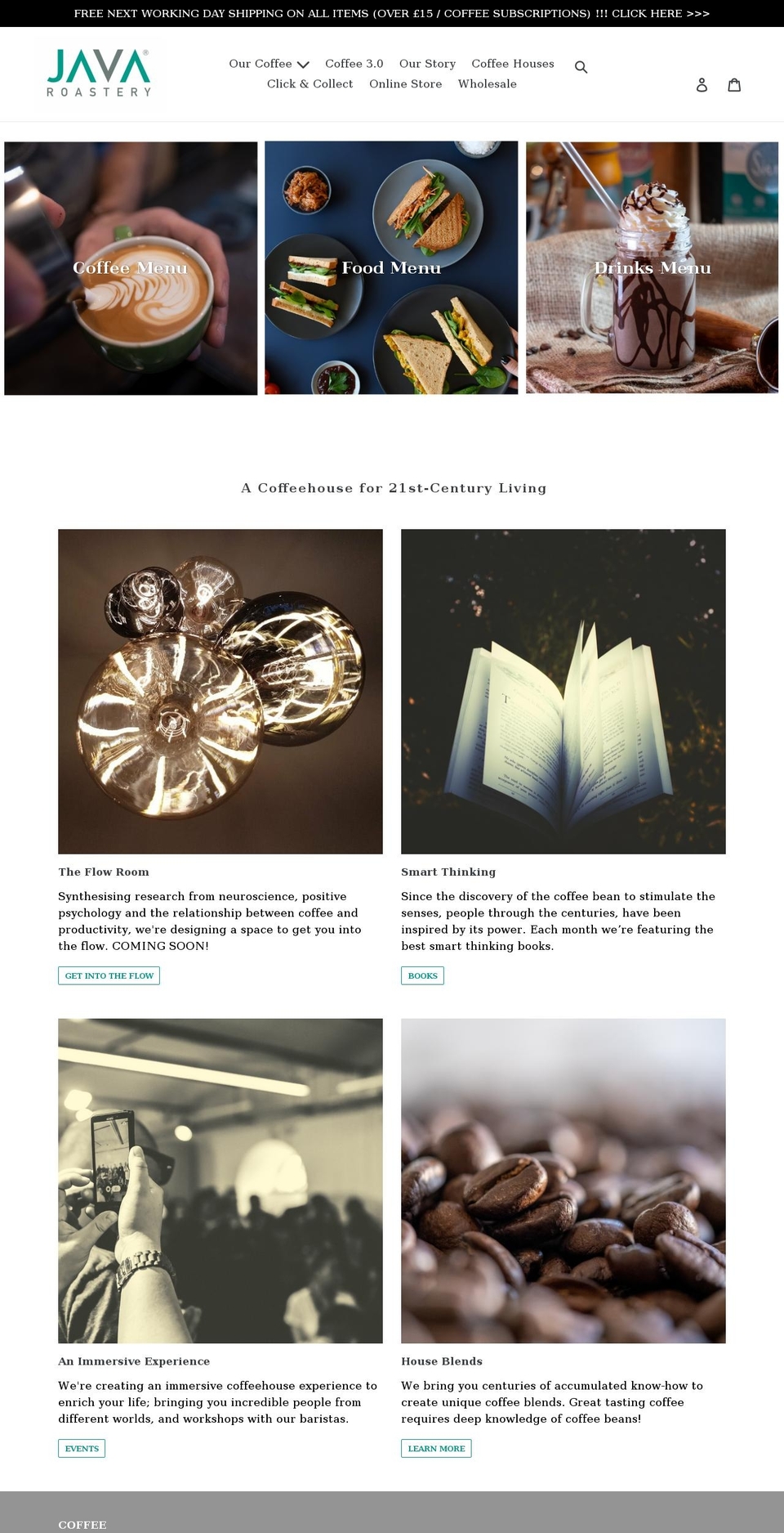 javaroastery.co.uk shopify website screenshot