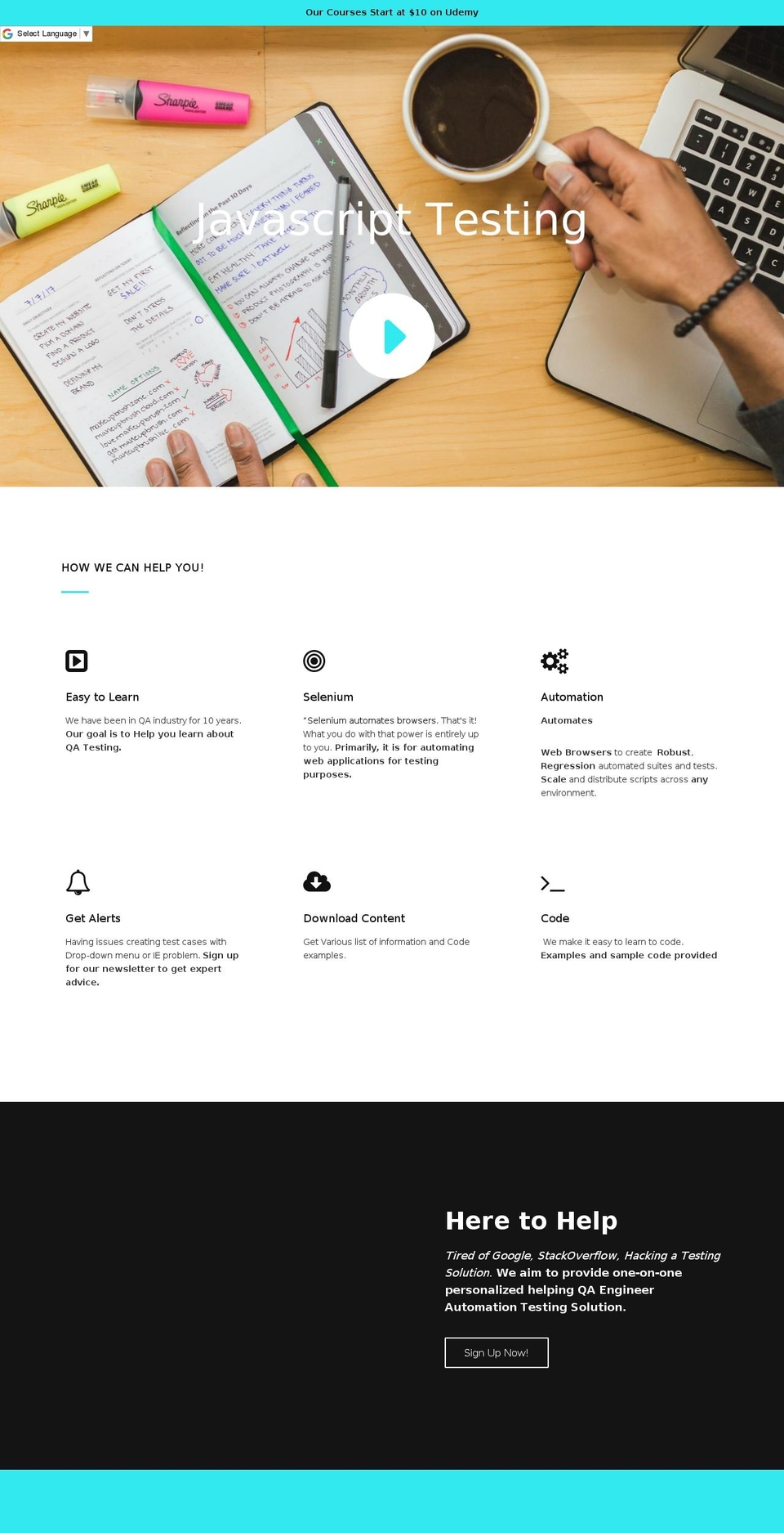 javascriptfortesters.com — Shopify storefront screenshot