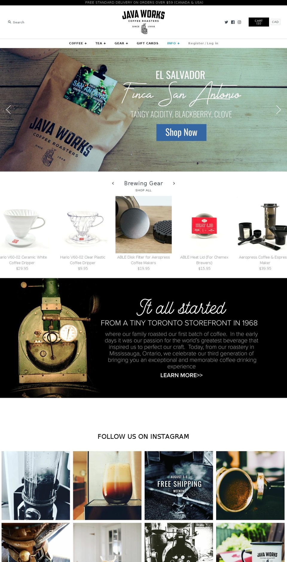 javaworkscoffee.com — Shopify storefront screenshot