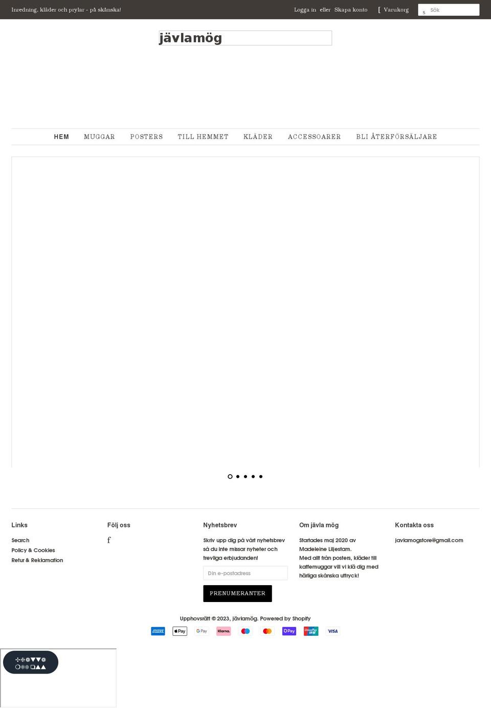 javlamog.se shopify website screenshot