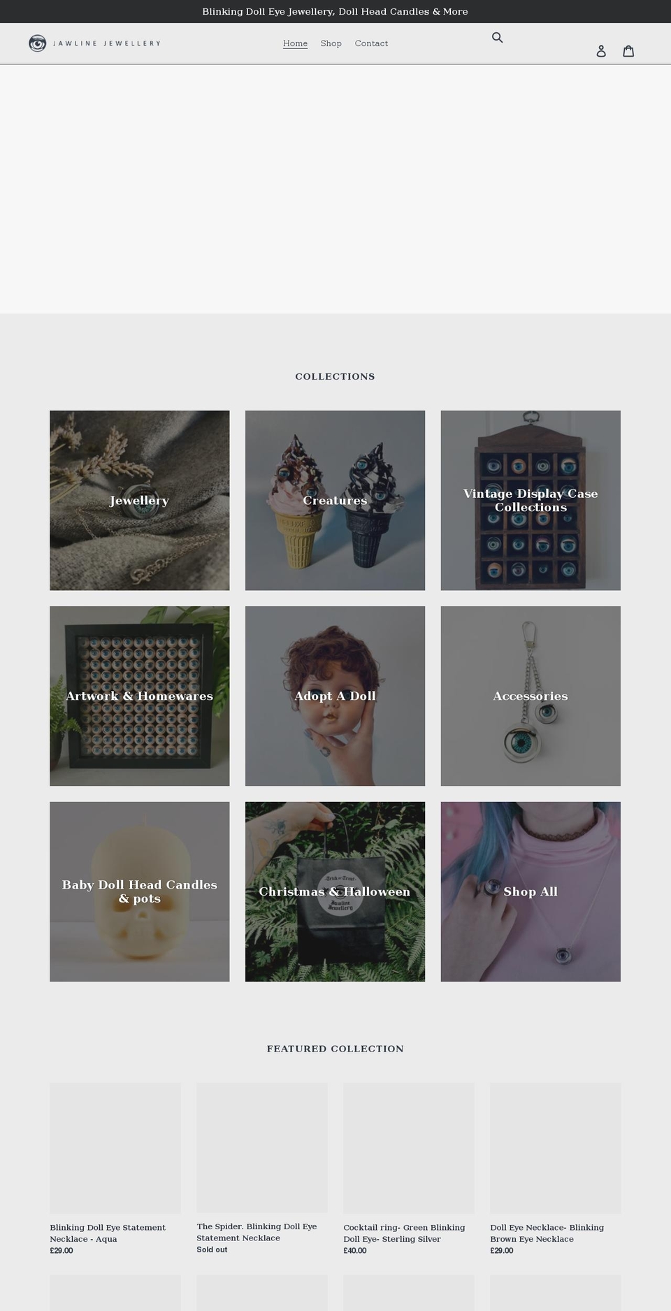 jawlinejewellery.com shopify website screenshot