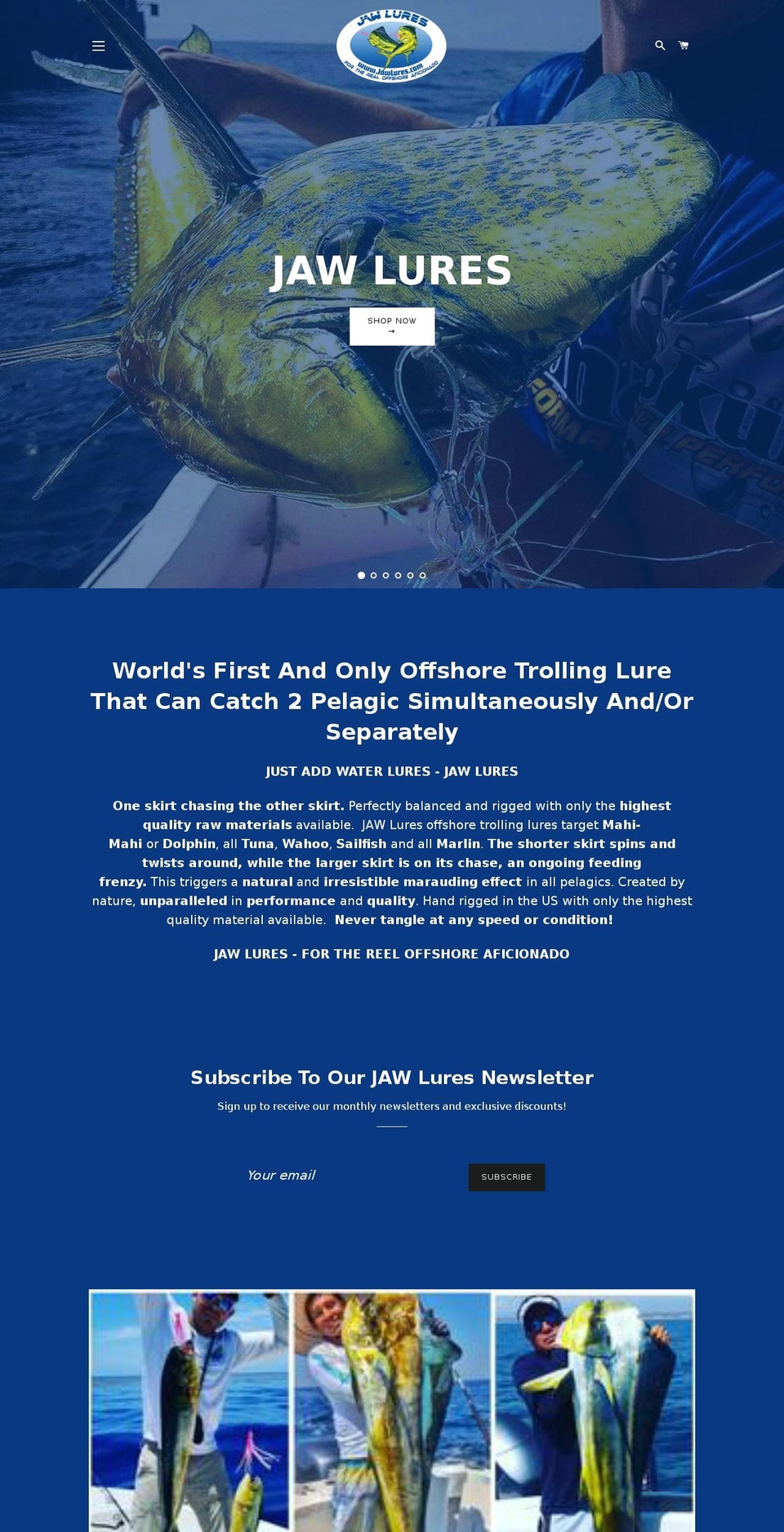 jawlures.com shopify website screenshot