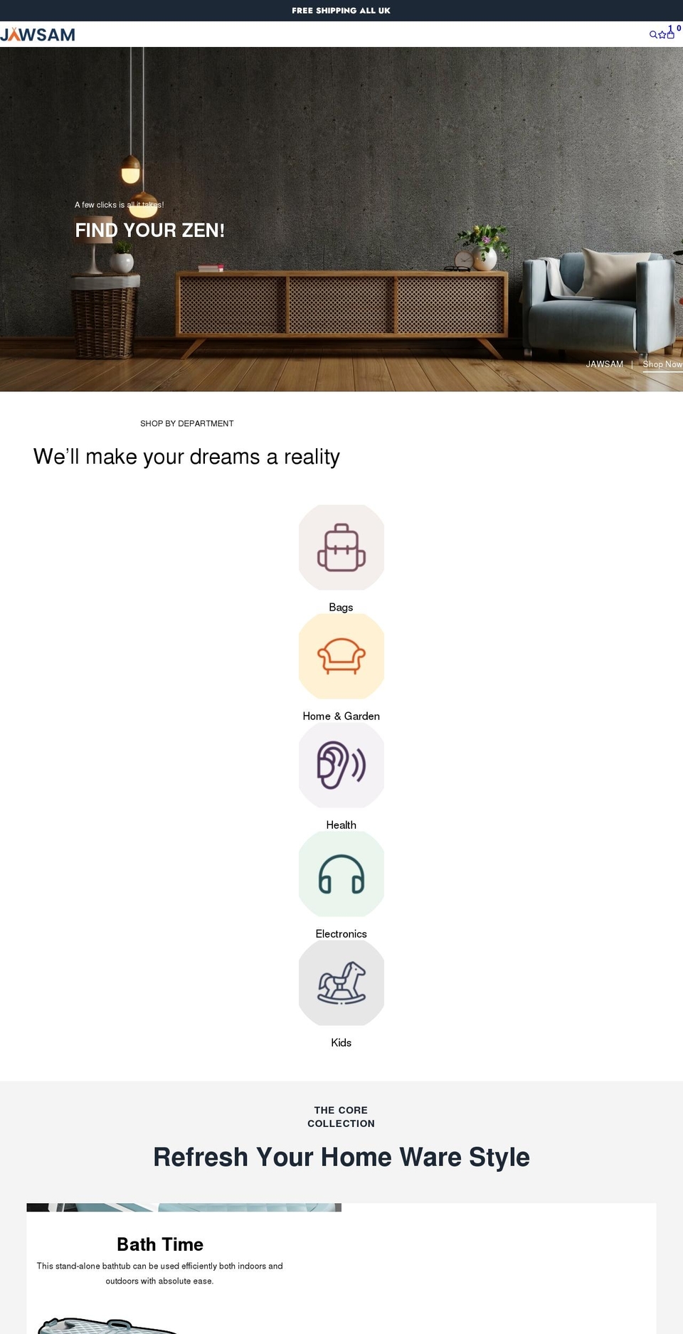 jawsam.com shopify website screenshot