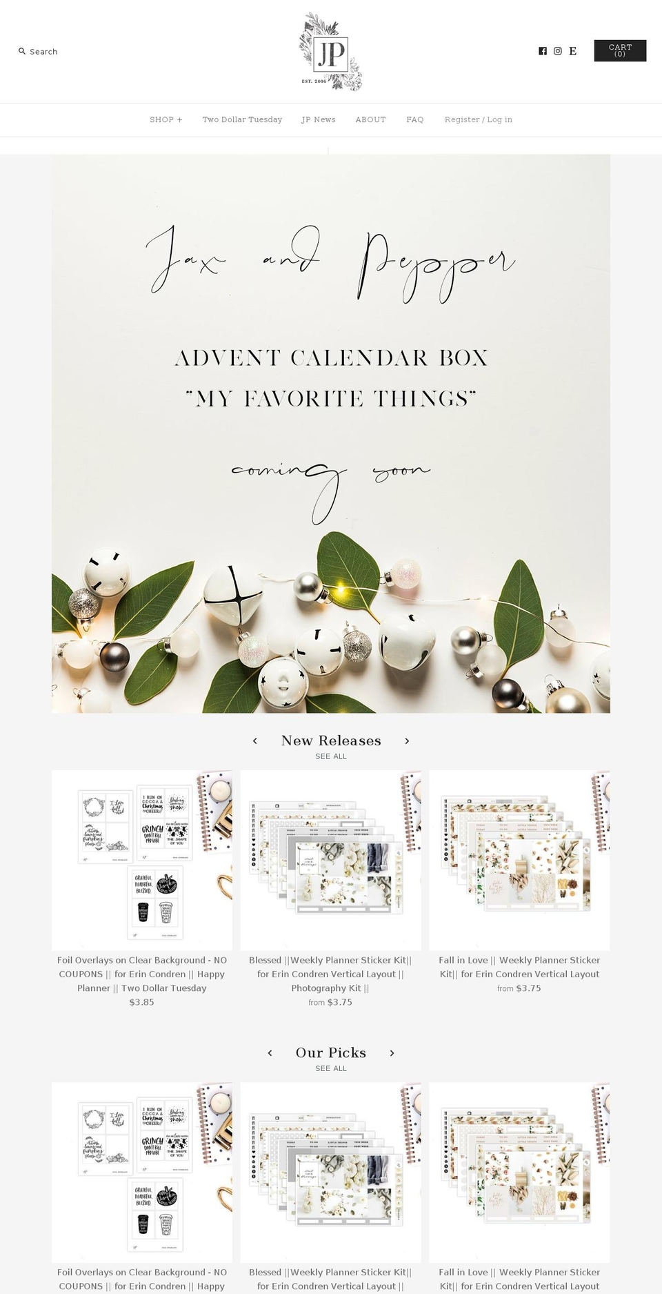 jaxandpepper.com — Shopify storefront screenshot