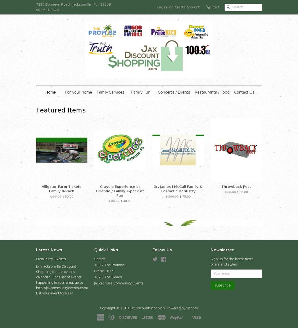 jaxdiscountshopping.com — Shopify storefront screenshot
