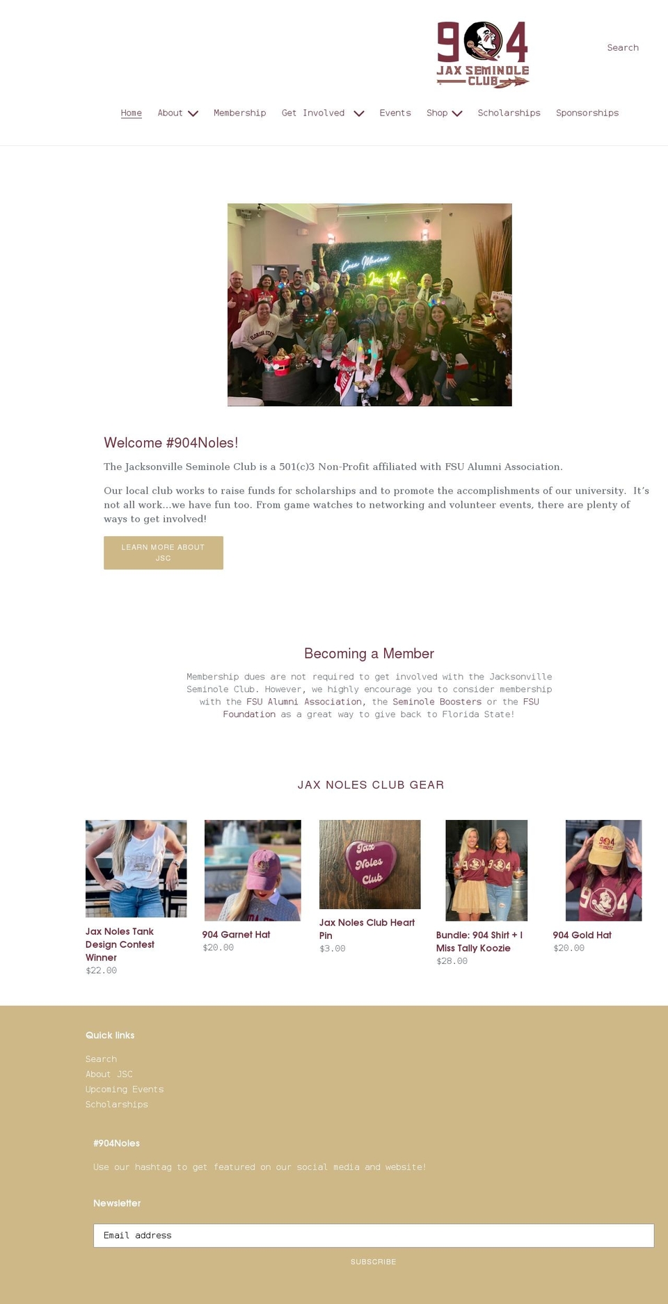 jaxnolesclub.com shopify website screenshot