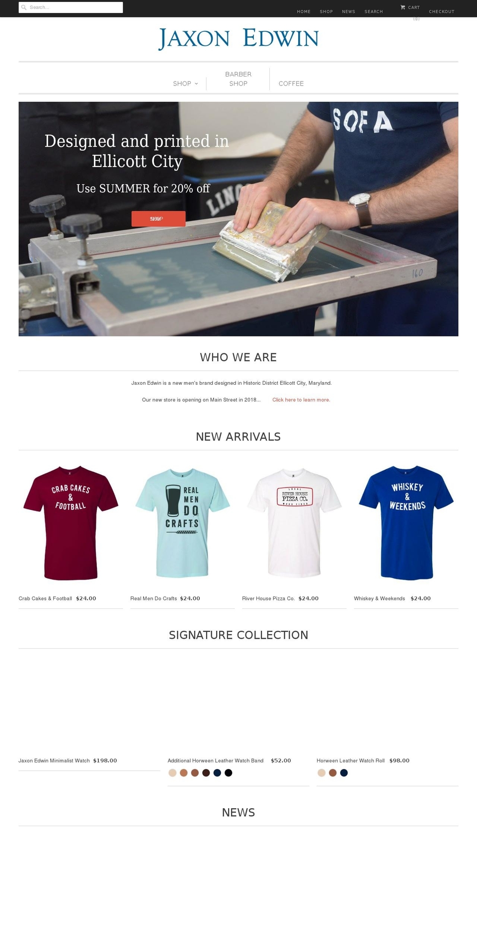 jaxonedwin.com — Shopify storefront screenshot