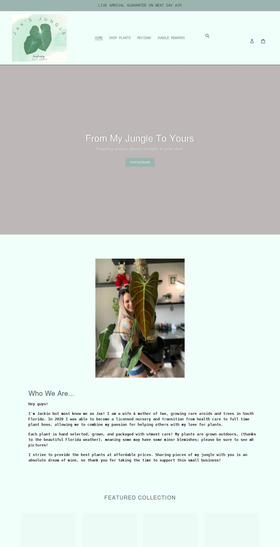 jaxsjungle.com shopify website screenshot
