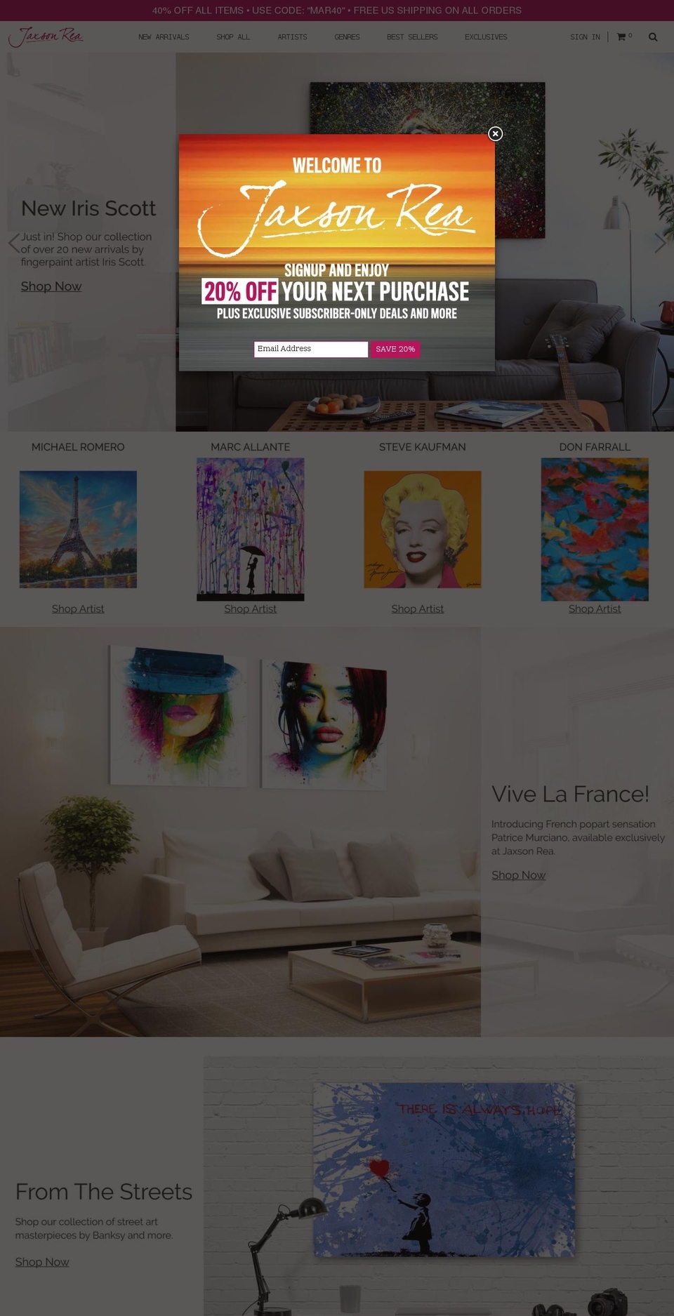 jaxsonrea.com shopify website screenshot