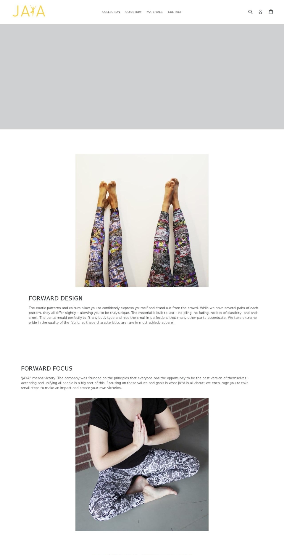 jayaactivewear.com — Shopify storefront screenshot