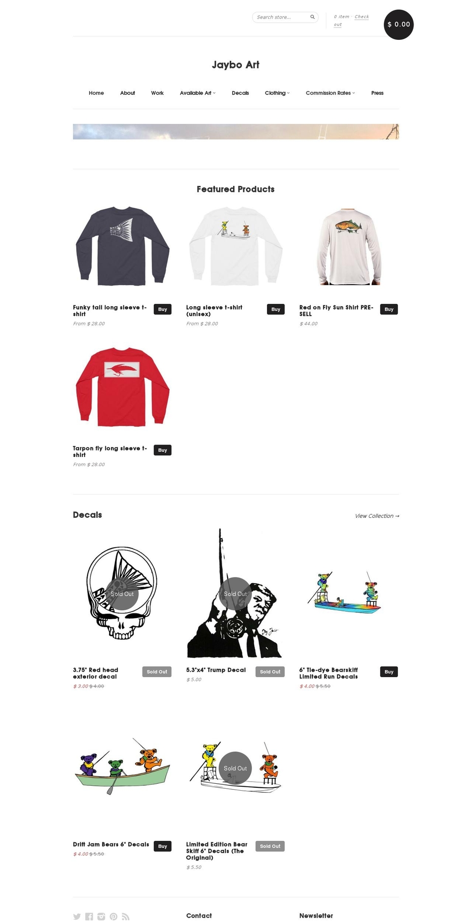 jaybofishart.com shopify website screenshot