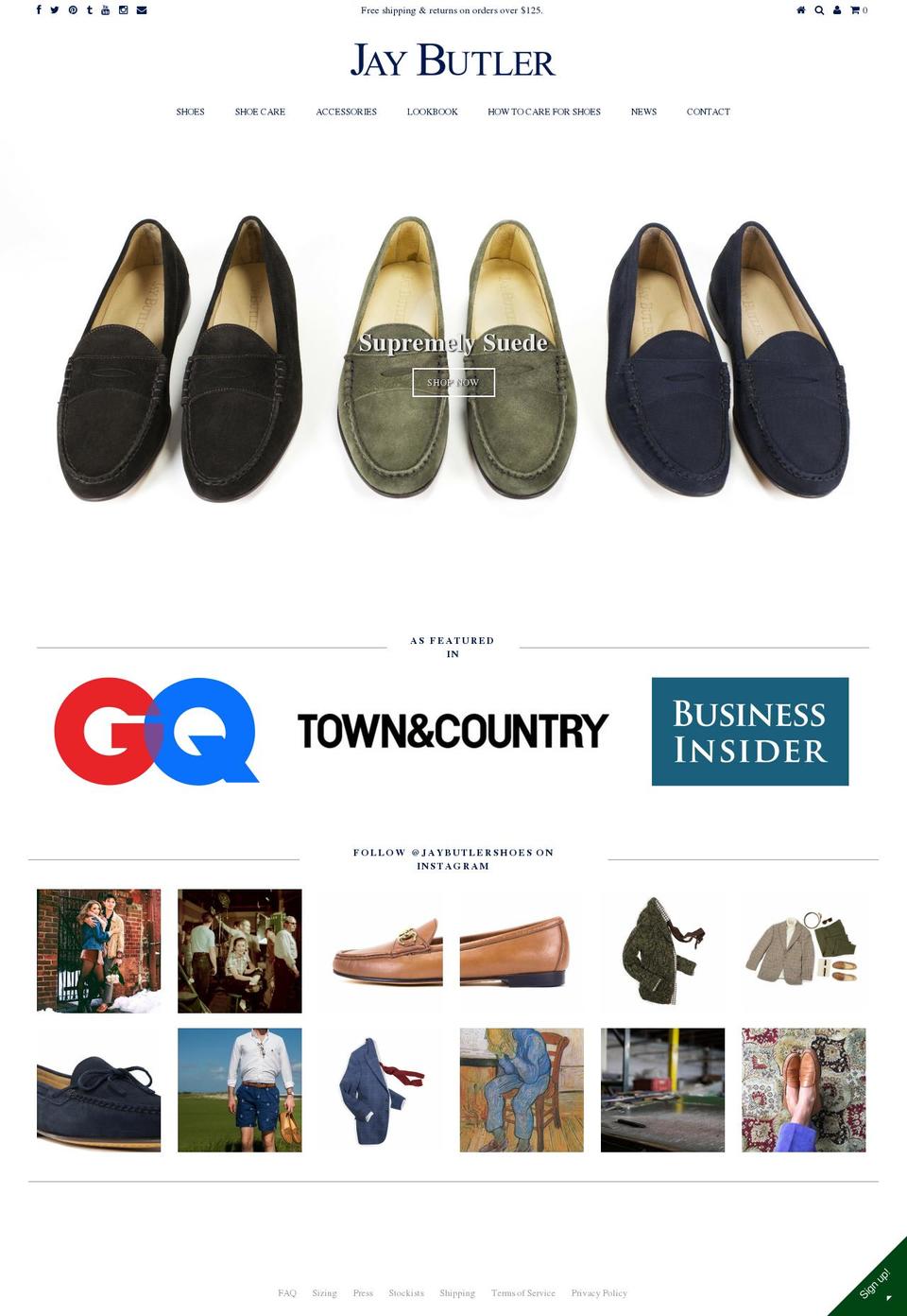 jaybutlershoes.com shopify website screenshot