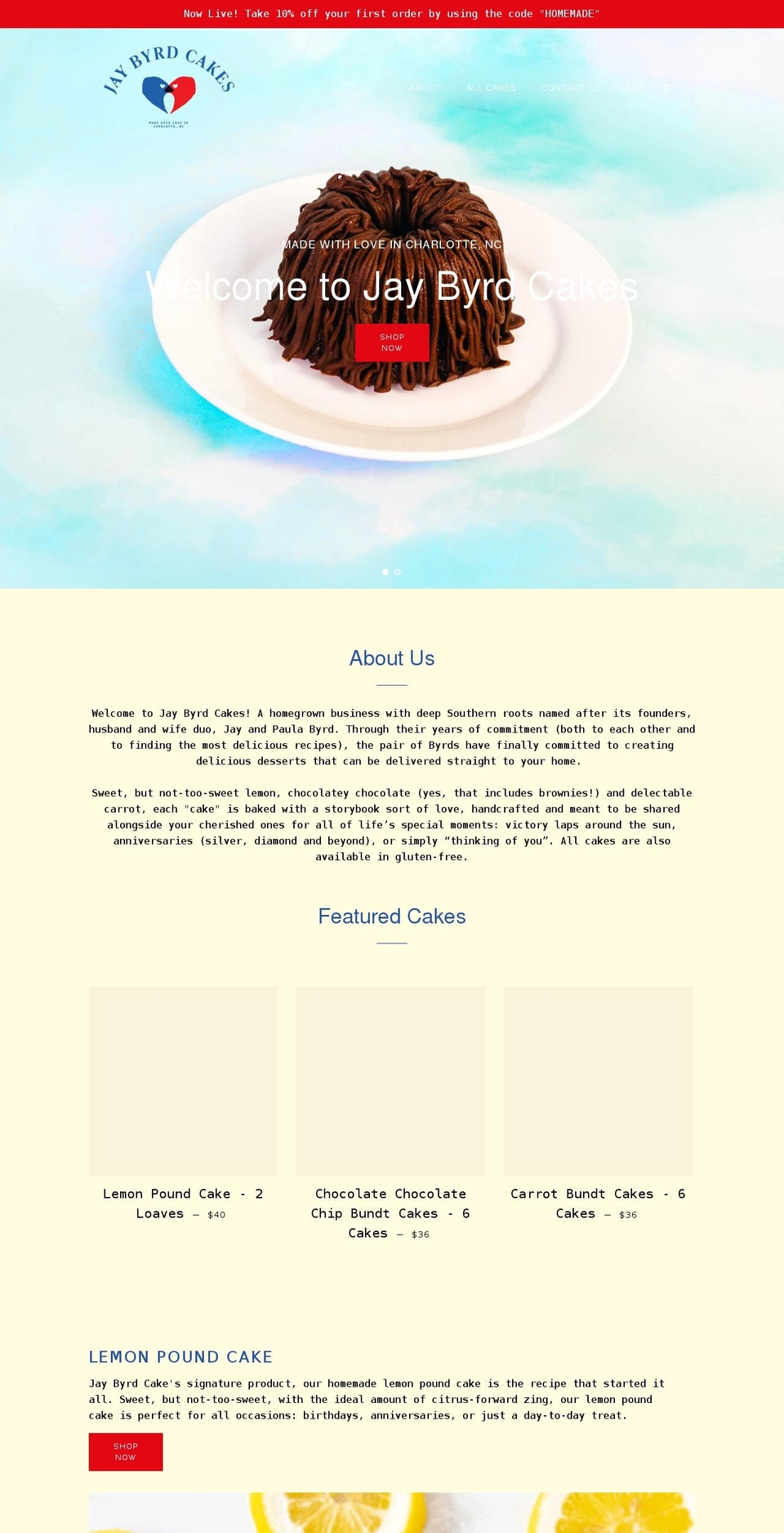 jaybyrdcakes.com shopify website screenshot