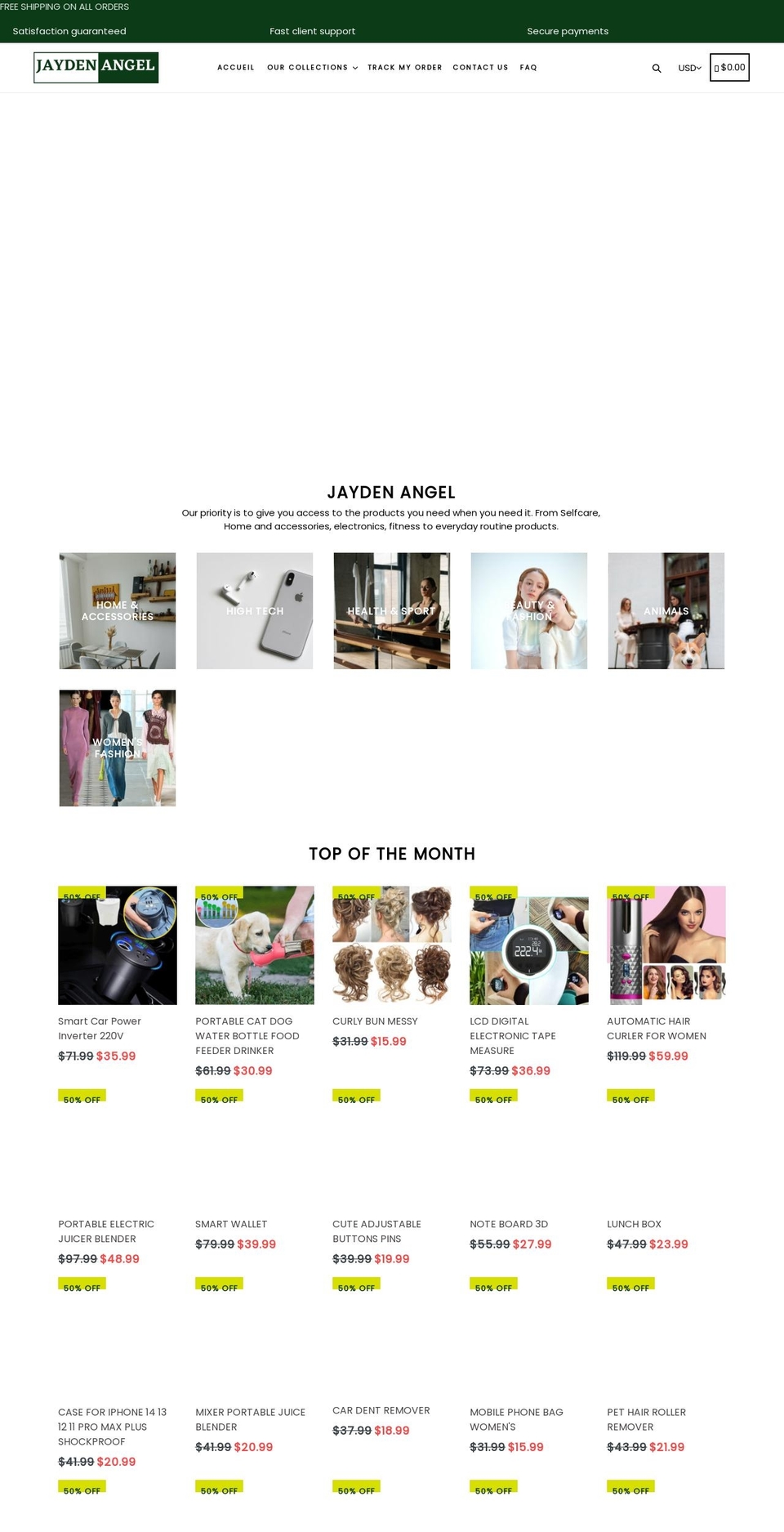 Smart Shopify theme site example jaydenangel.com