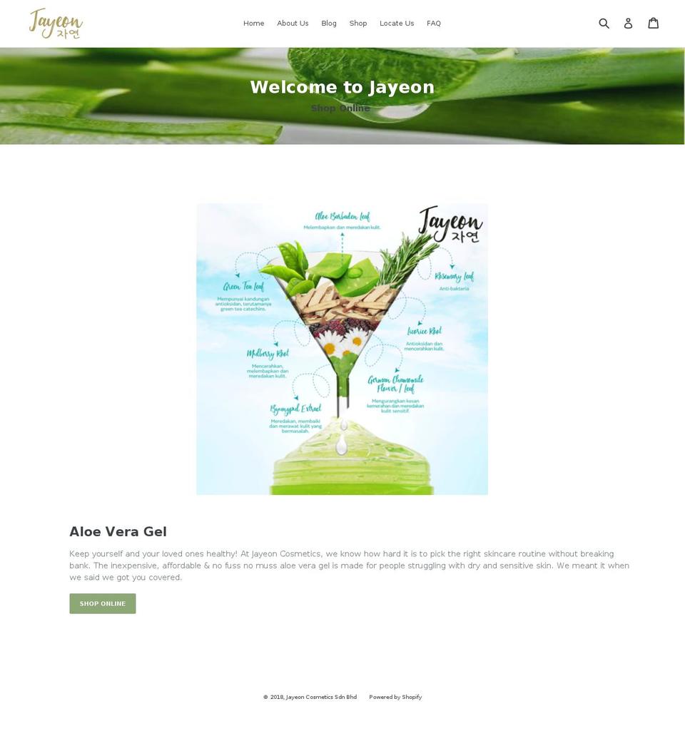 jayeoncosmetics.com shopify website screenshot