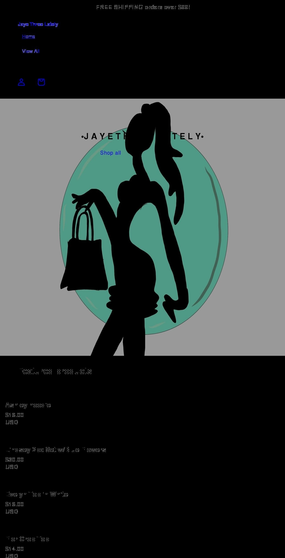 jayethreelately.com shopify website screenshot