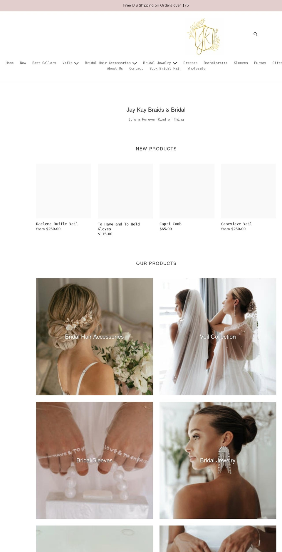 jaykaybraidsandbridal.com shopify website screenshot