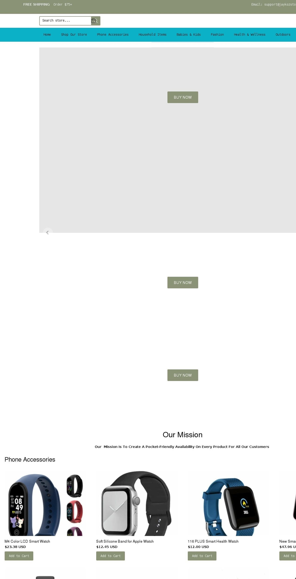 Current-theme Shopify theme site example jaykozstore.com