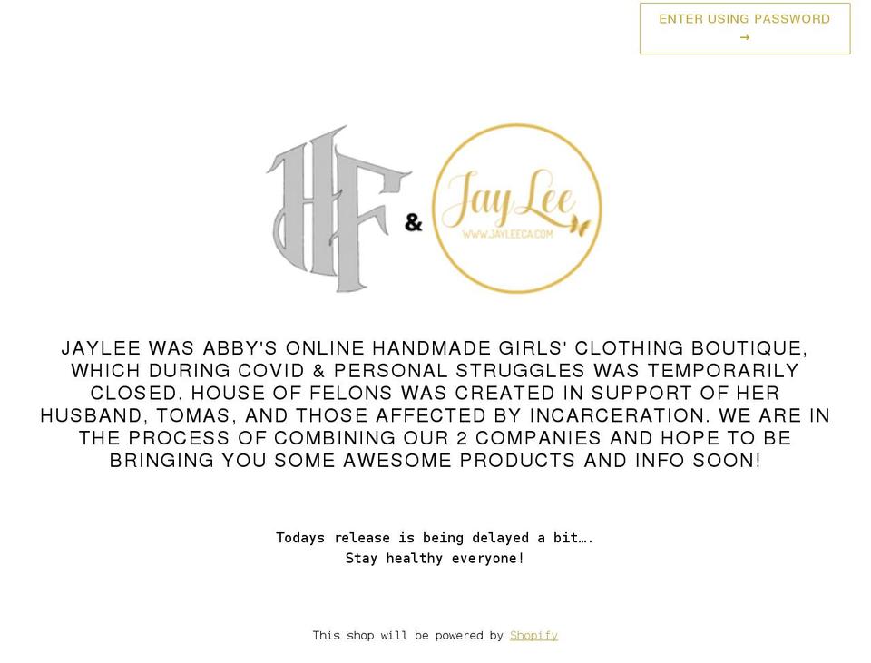 jayleeca.com shopify website screenshot