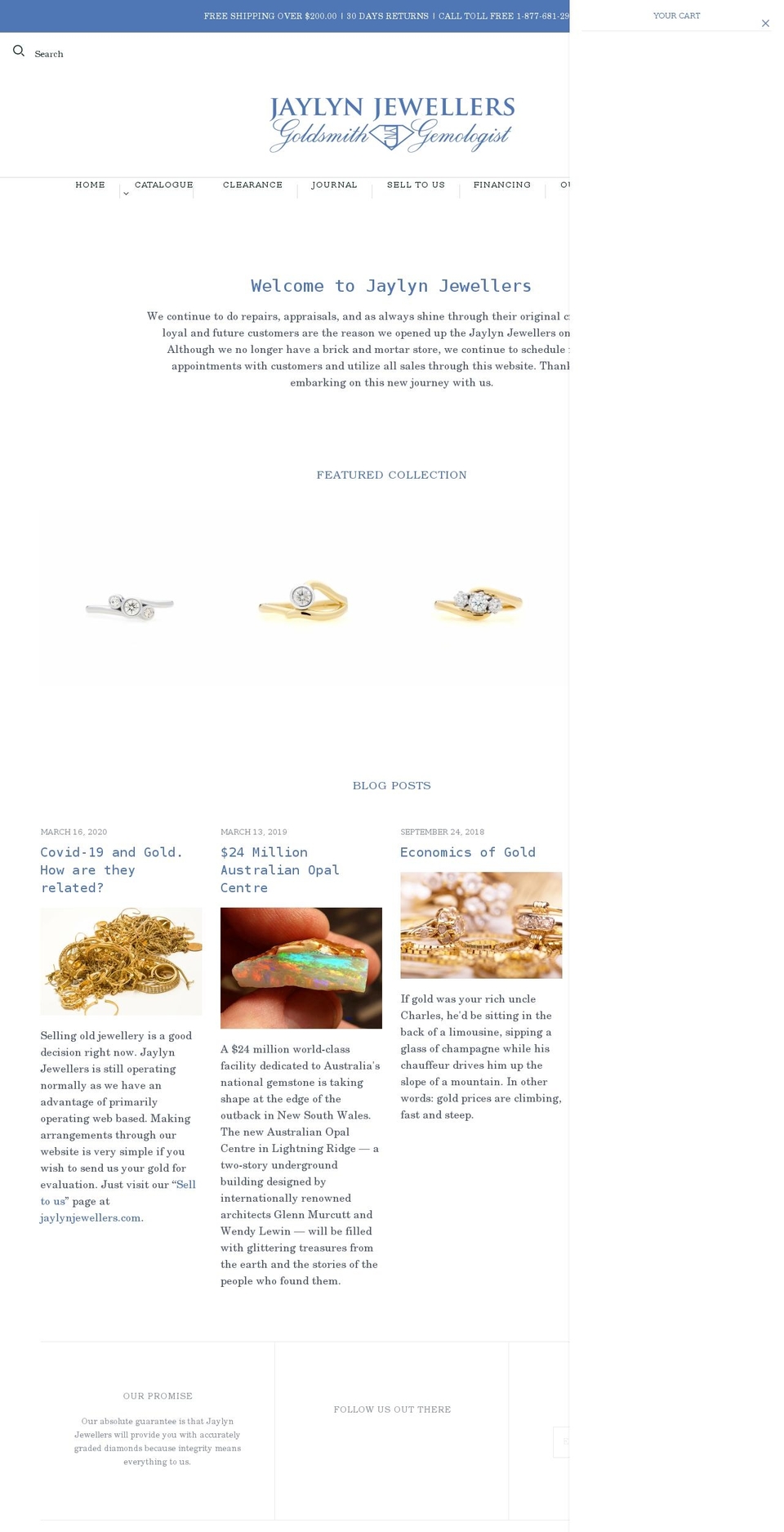 jaylynjewellers.com shopify website screenshot