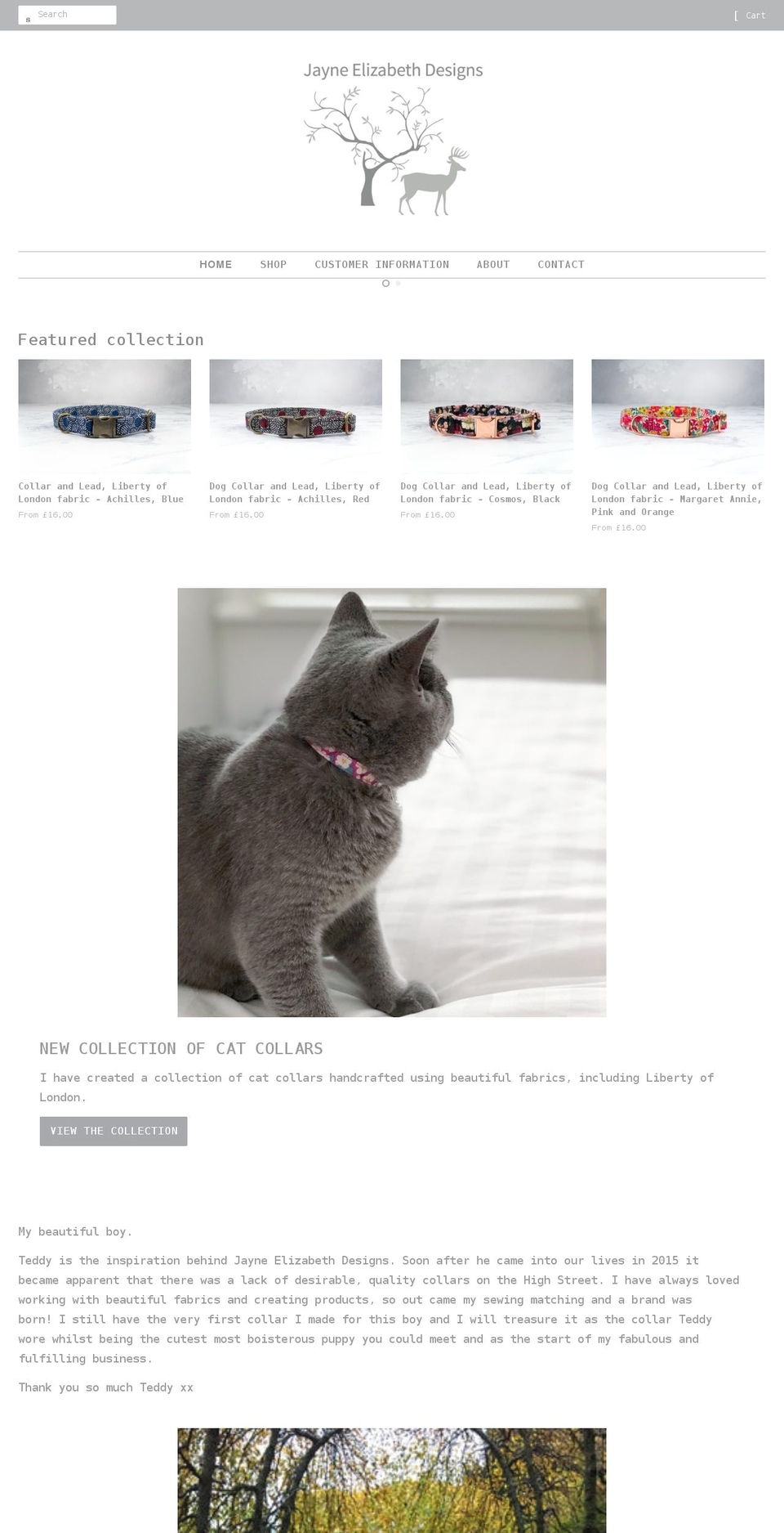 jayneelizabethdesigns.com shopify website screenshot